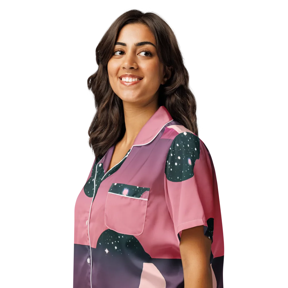 Dreamscape Horizon on Women's Short Sleeve Pajama Top — Left Front