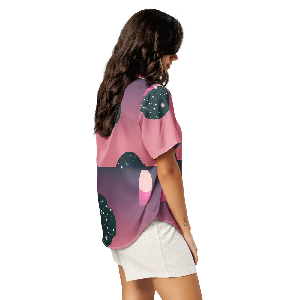 Dreamscape Horizon on Women's Short Sleeve Pajama Top — Right Back