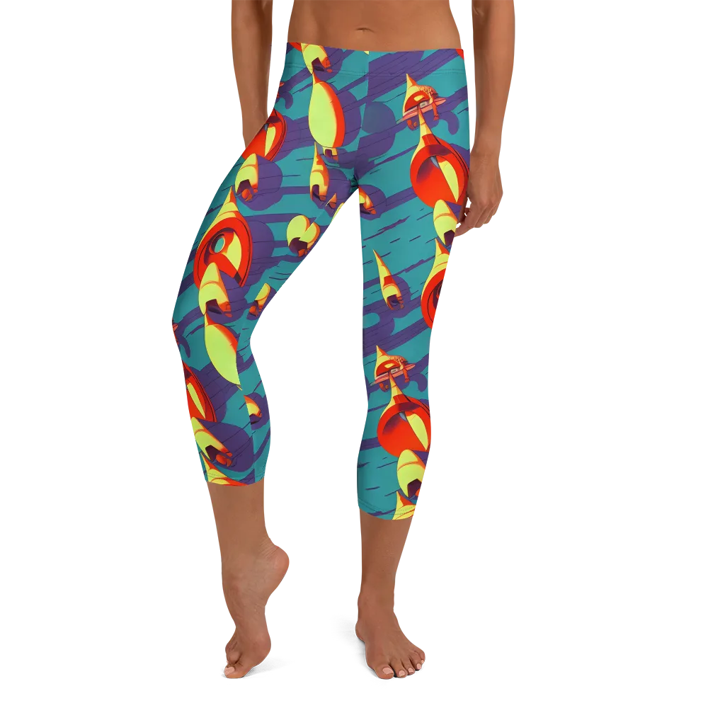 Sailor's Mirage on Capri Leggings — Front