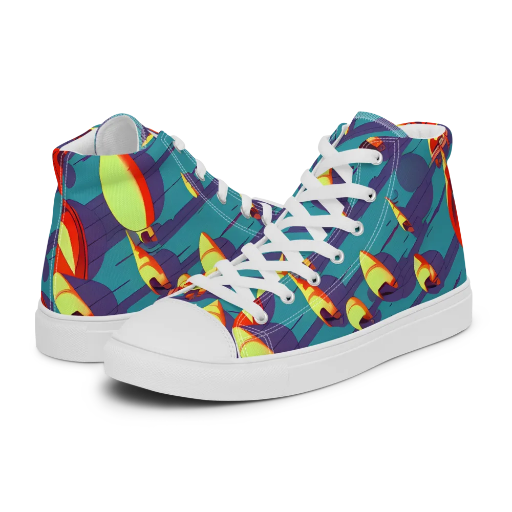 Sailor's Mirage on Men's High Top Canvas Shoes — Left