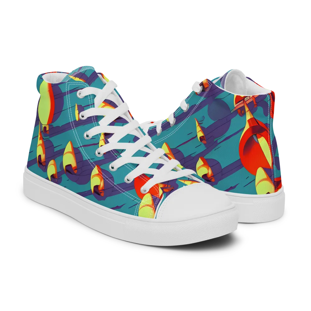 Sailor's Mirage on Men's High Top Canvas Shoes — Right