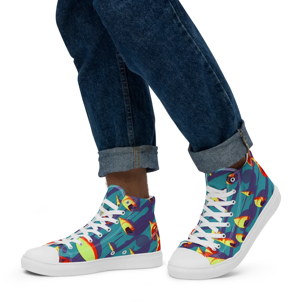 Sailor's Mirage on Men's High Top Canvas Shoes — Left