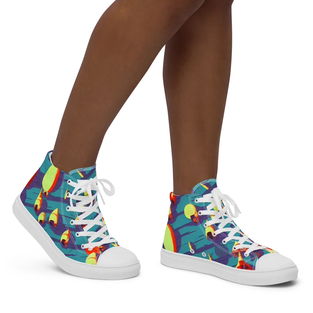 Sailor's Mirage on Women's High Top Canvas Shoes — Right