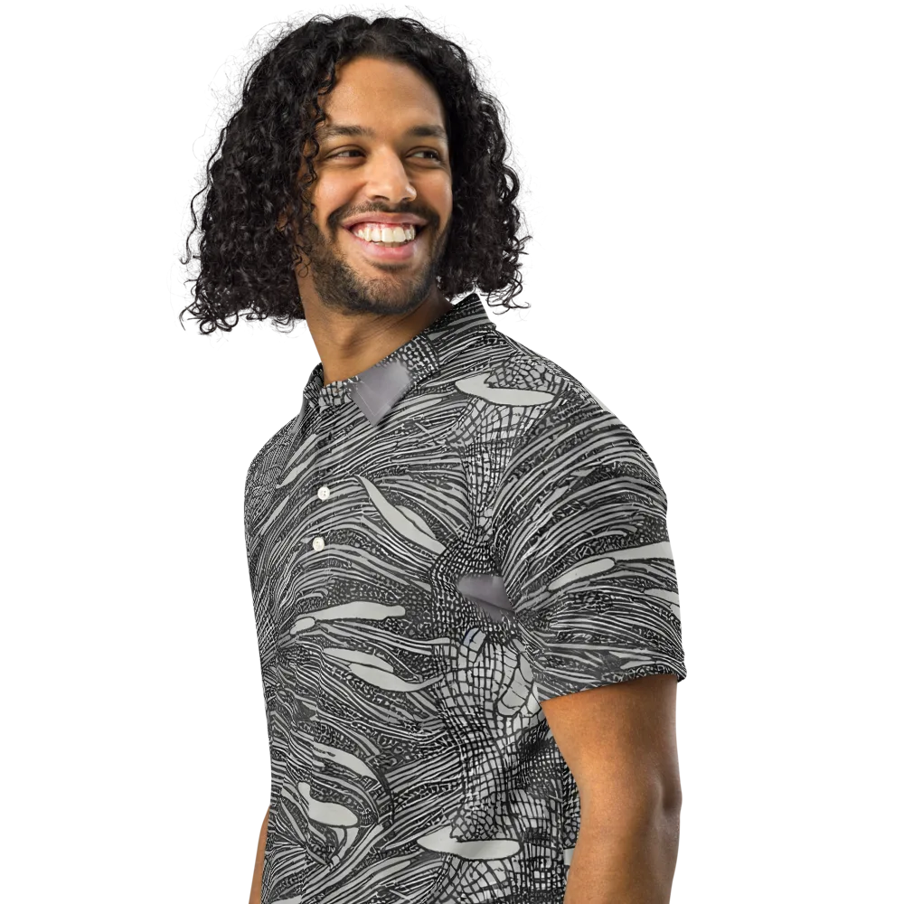 Sable Currents on Men's Slim Fit Polo Shirt — Left Front