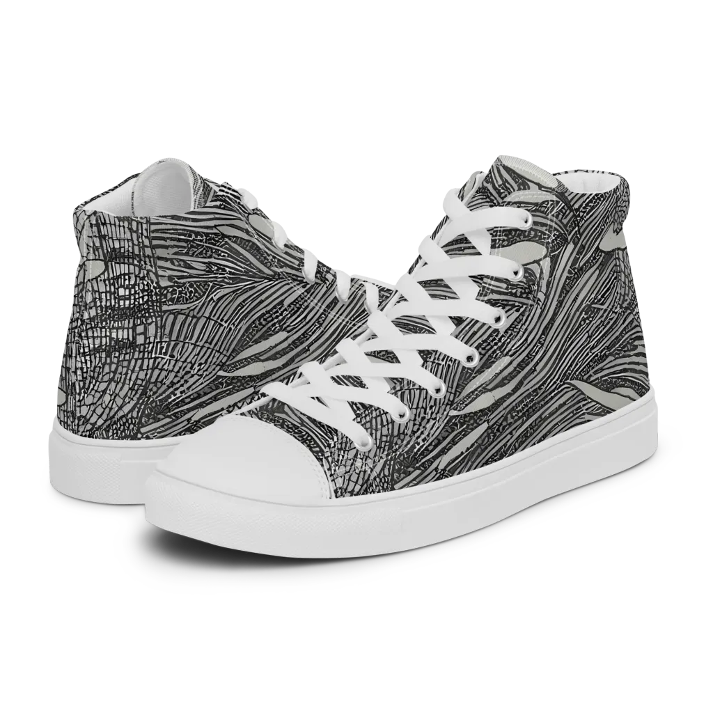 Sable Currents on Women's High Top Canvas Shoes — Left