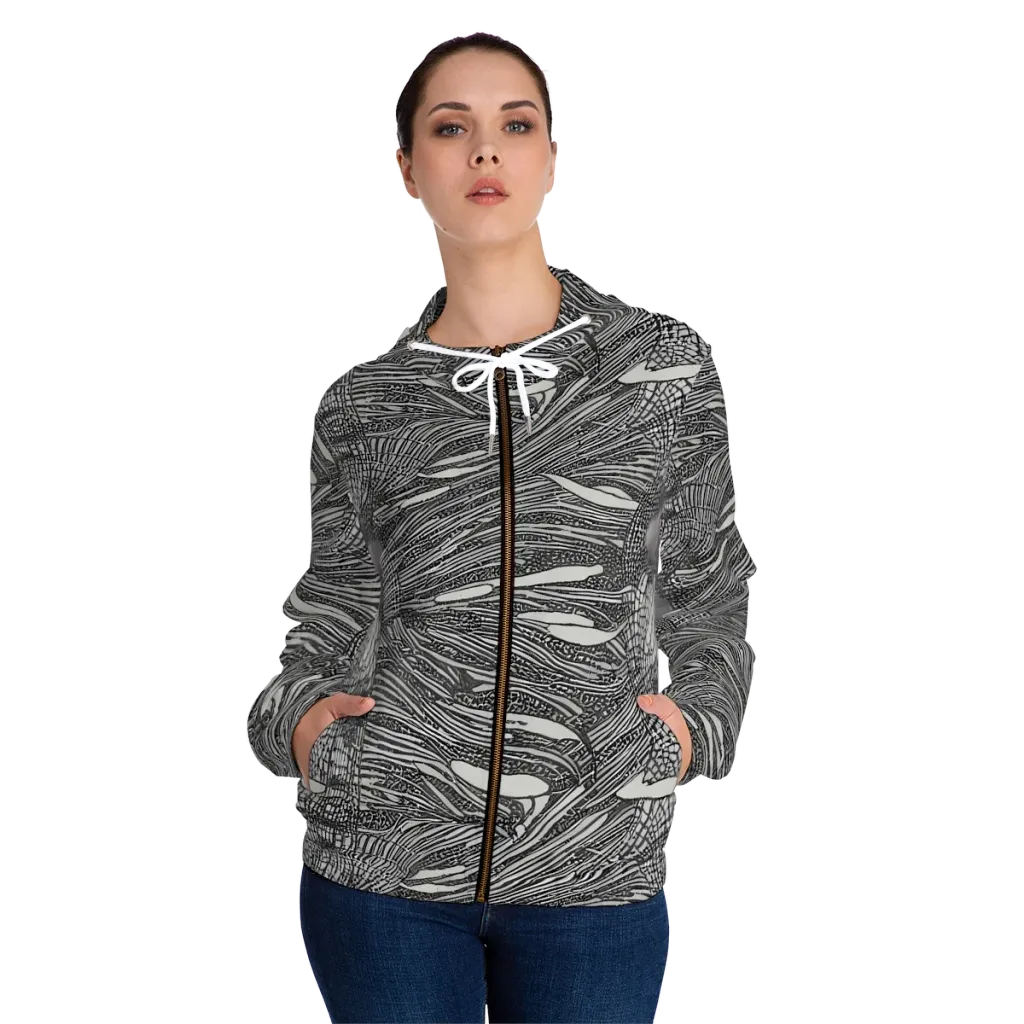 Sable Currents on Women's Full-Zip Hoodie — Front On Person