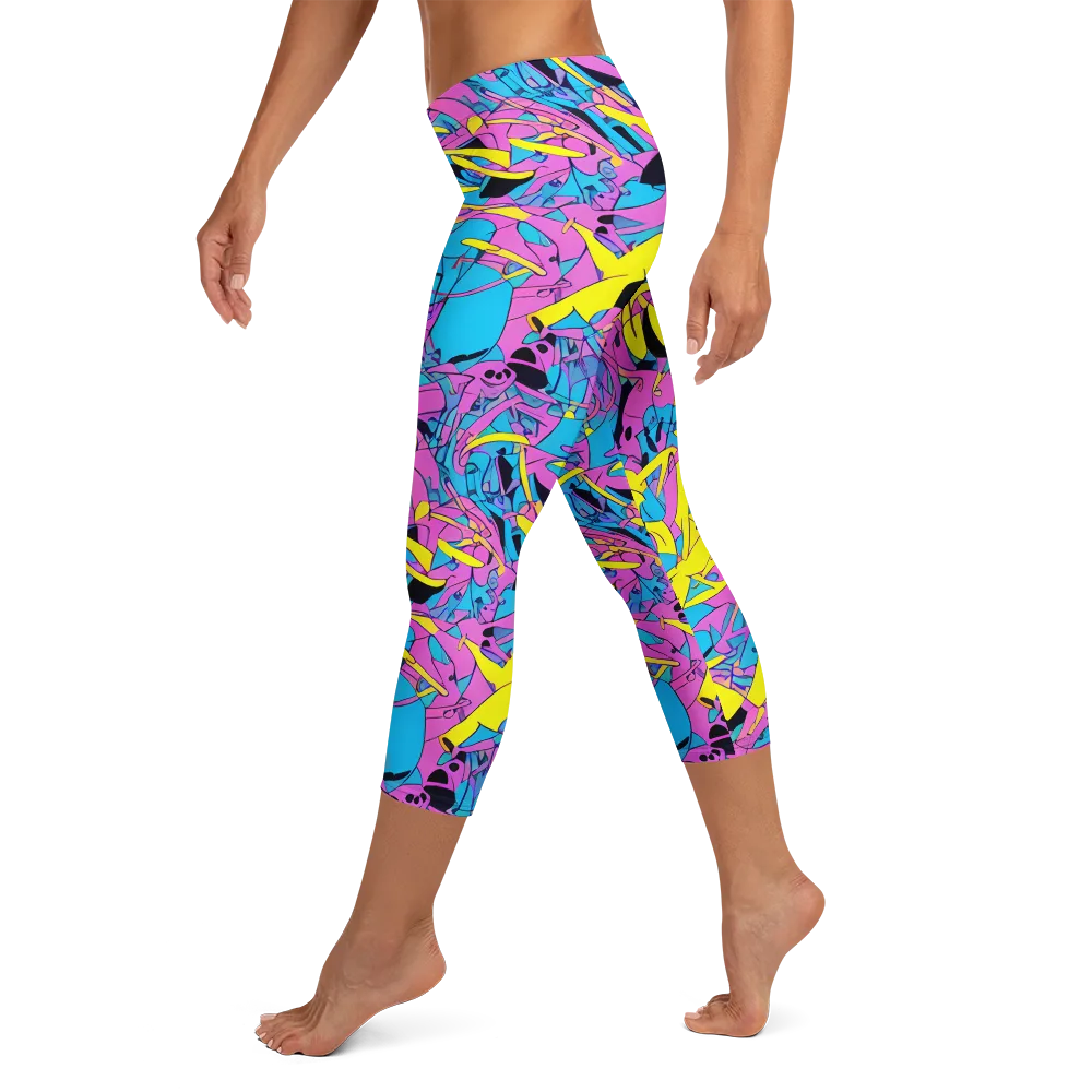 Neon Jive on Capri Leggings — Left