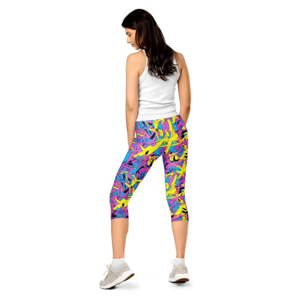 Neon Jive on Capri Leggings — Back