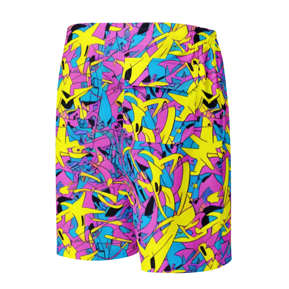 Neon Jive on Men's Board Shorts — Back