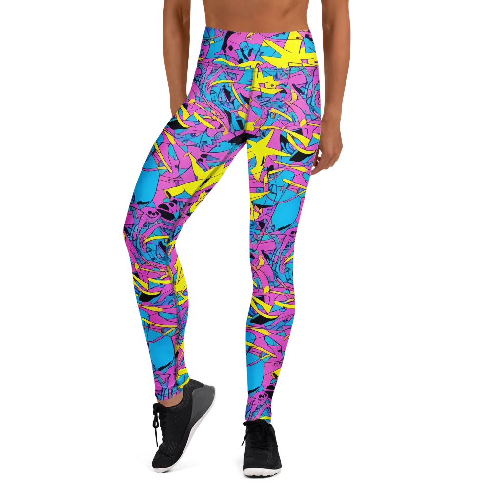 Neon Jive on Yoga Leggings — Front