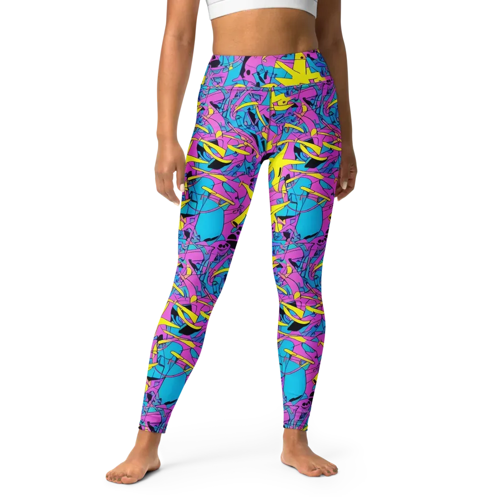 Neon Jive on Yoga Leggings — Front