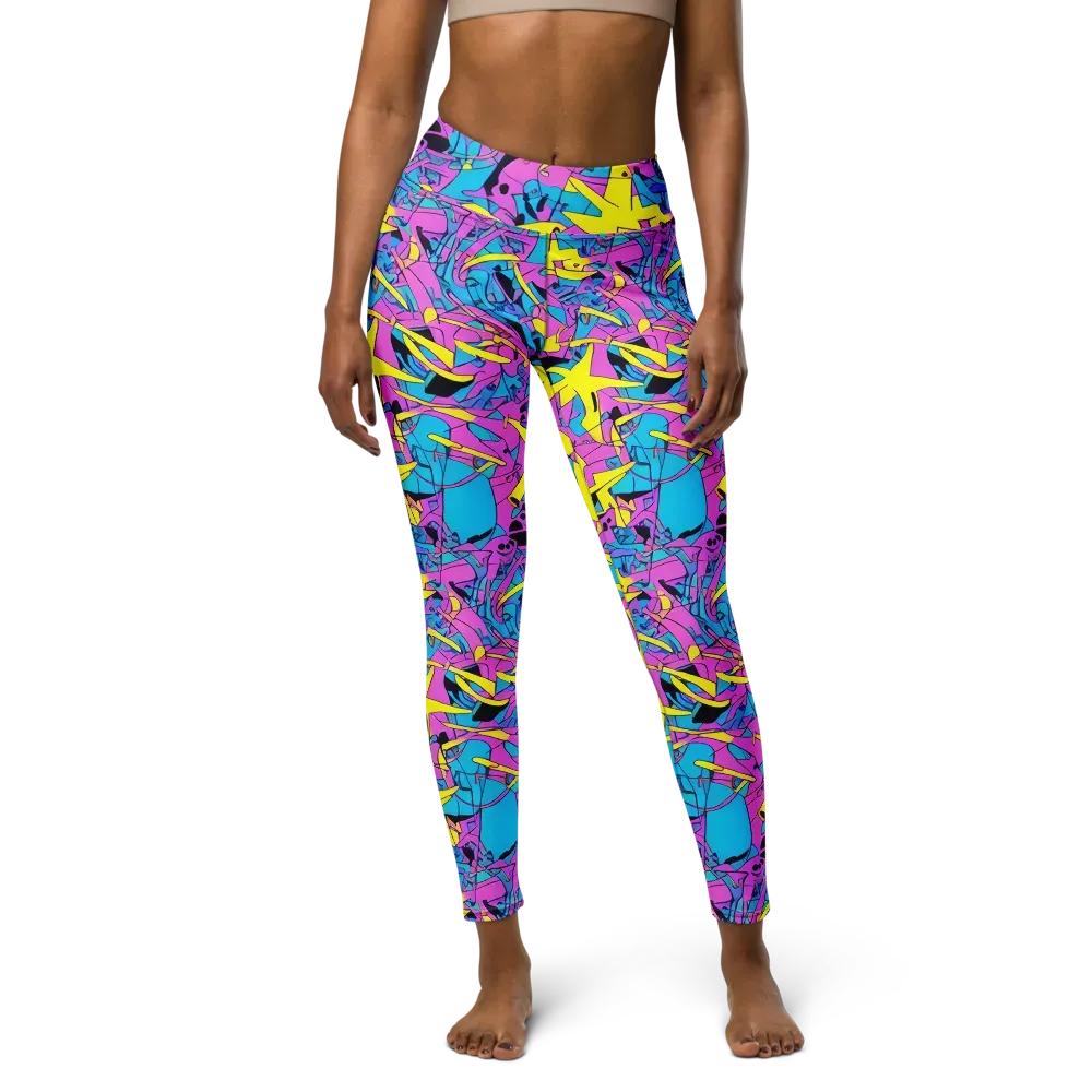 Neon Jive on Yoga Leggings — Front