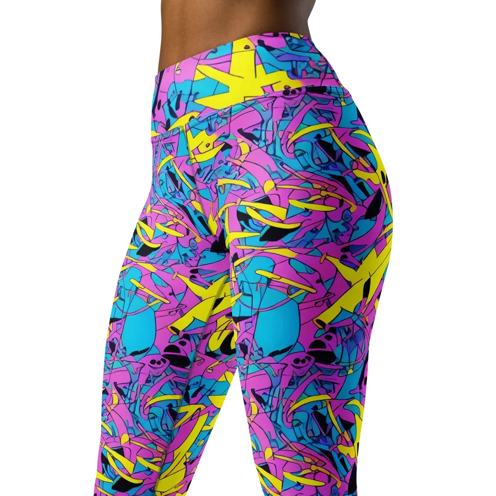 Neon Jive on Yoga Leggings — Left Front