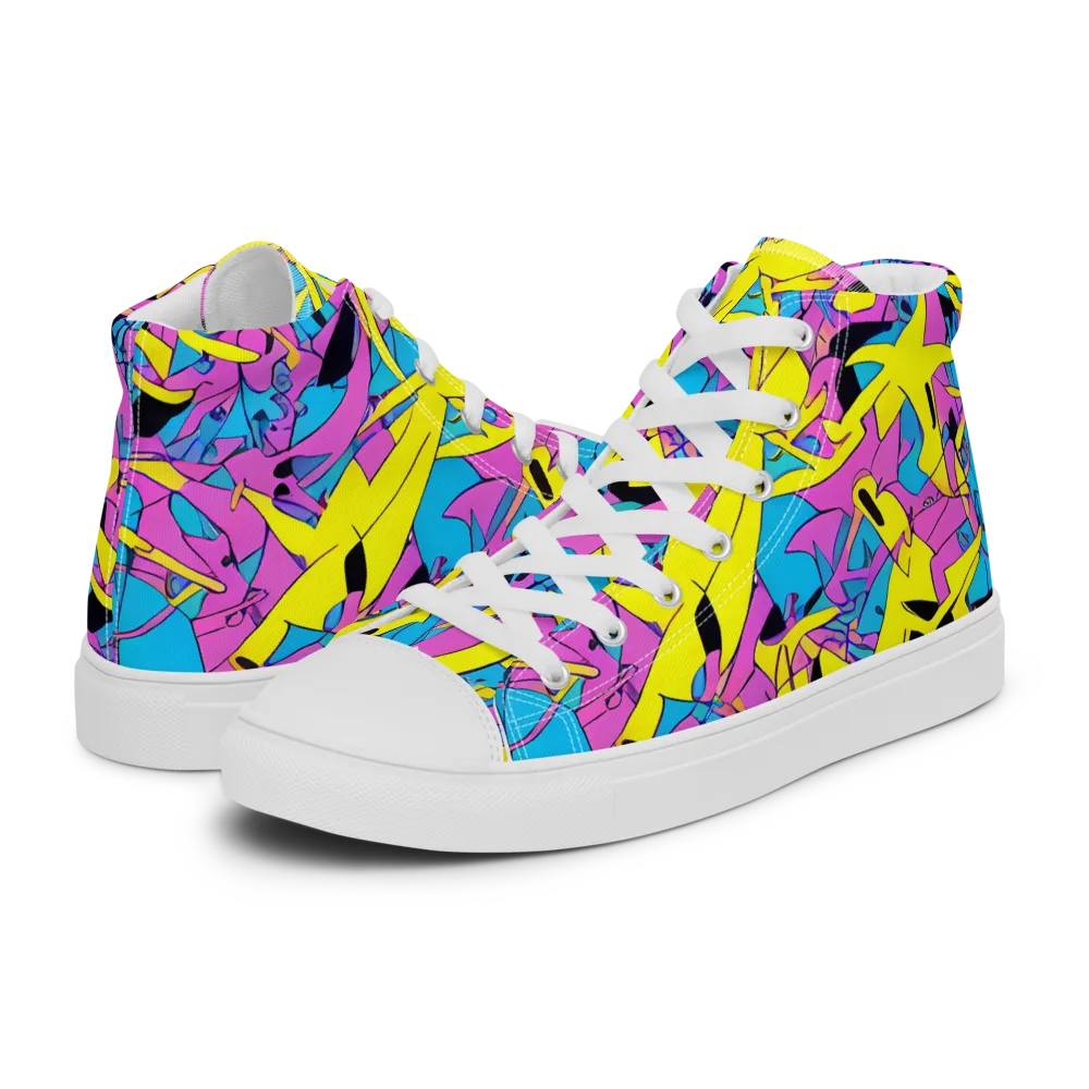Neon Jive on Men's High Top Canvas Shoes — Left