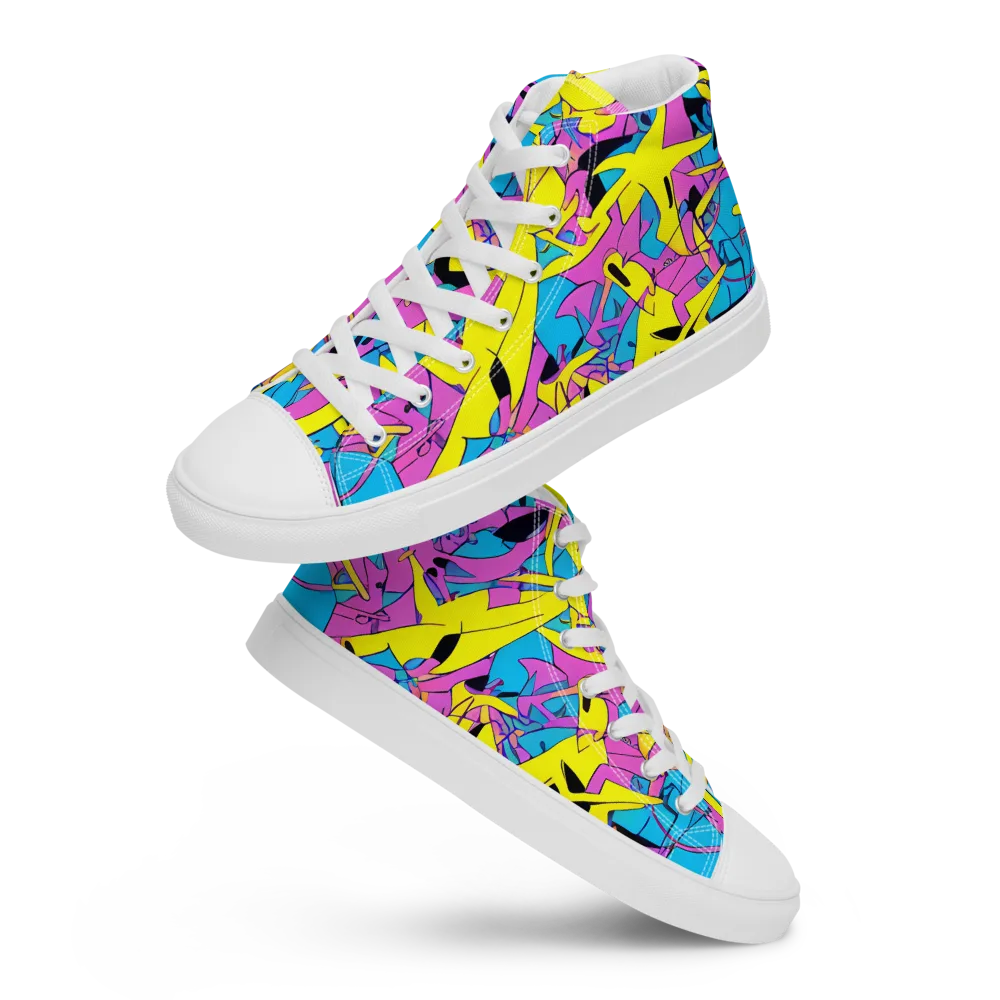 Neon Jive on Men's High Top Canvas Shoes — Front