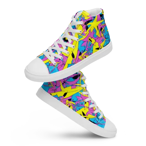 Neon Jive on a Men's High Top Canvas Shoes