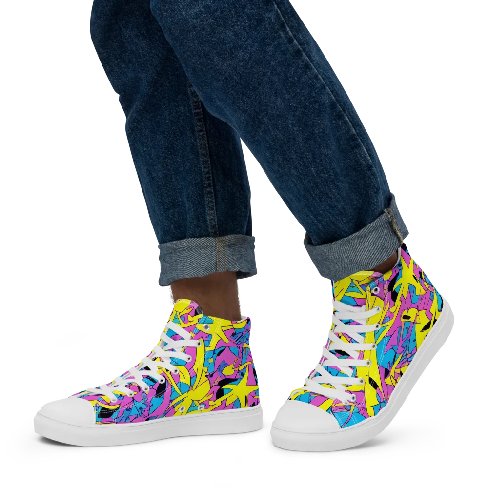 Neon Jive on Men's High Top Canvas Shoes — Left