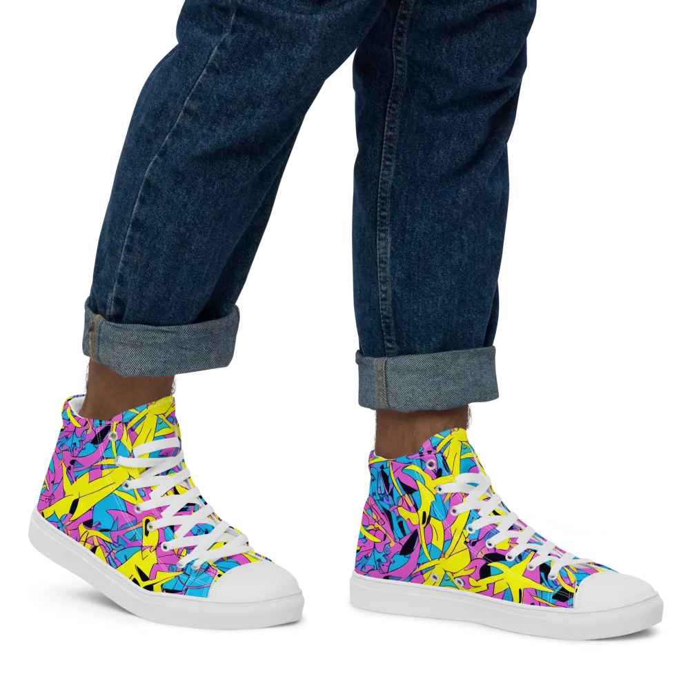 Neon Jive on Men's High Top Canvas Shoes — Right
