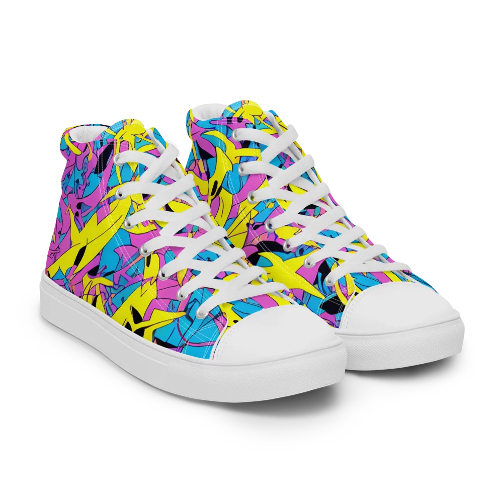 Neon Jive on Women's High Top Canvas Shoes — Right Front