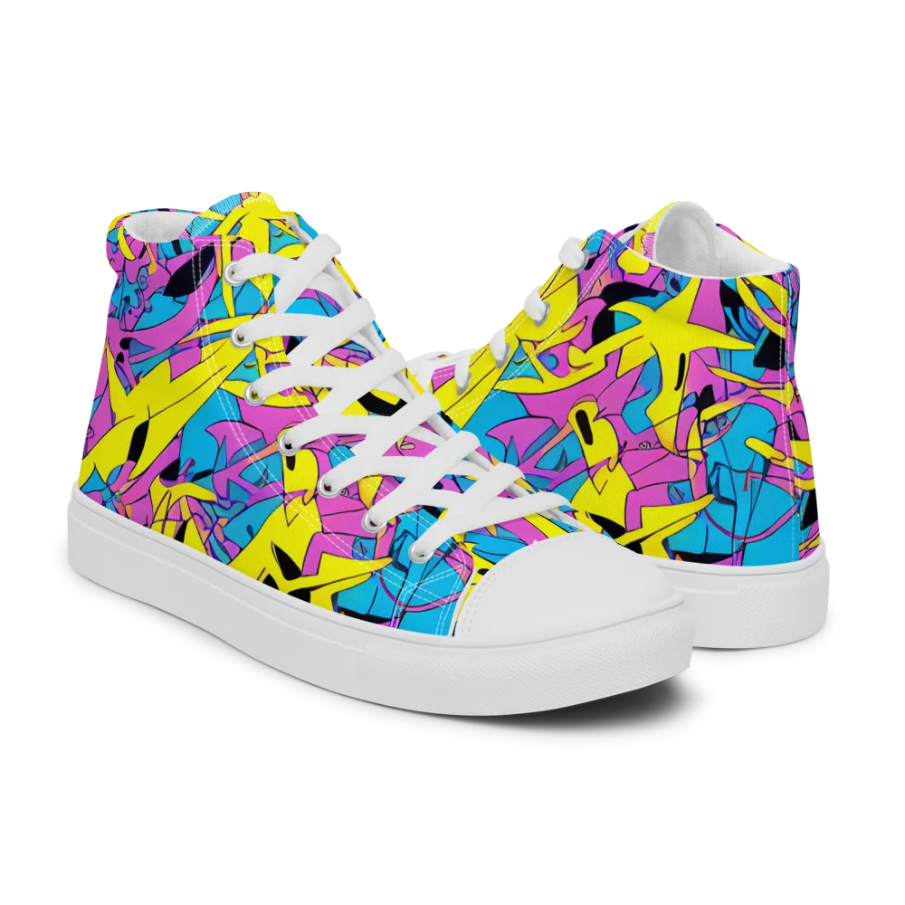 Neon Jive on Women's High Top Canvas Shoes — Right