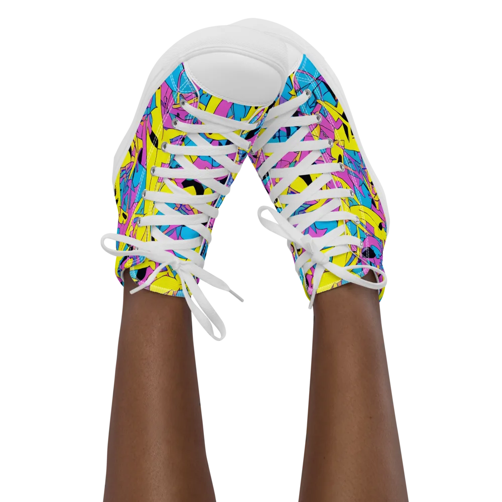Neon Jive on Women's High Top Canvas Shoes — Front
