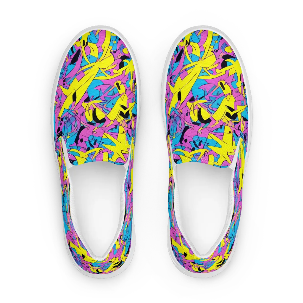 Neon Jive on Men's Slip-On Canvas Shoes — Front