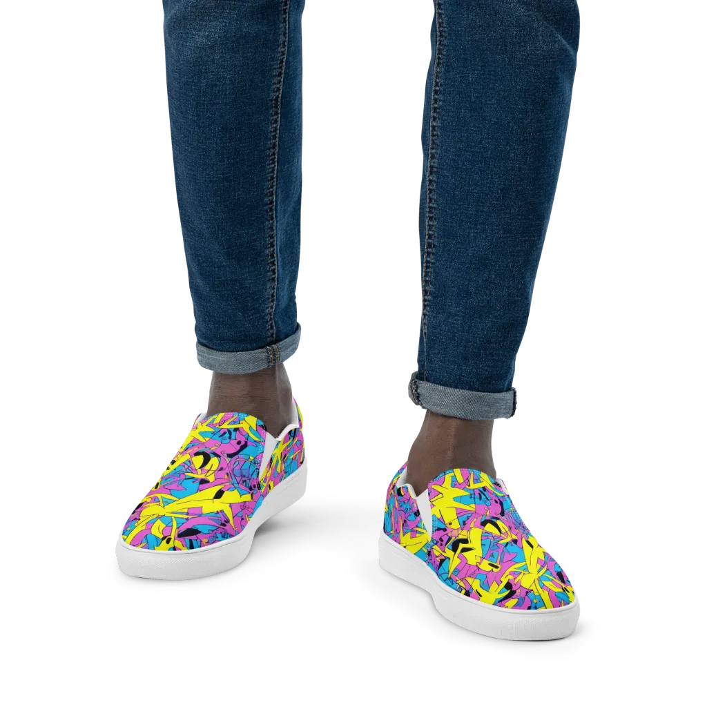 Neon Jive on Men's Slip-On Canvas Shoes — Front
