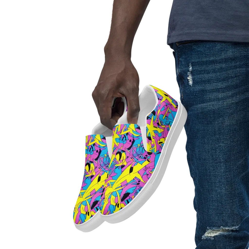 Neon Jive on Men's Slip-On Canvas Shoes — Left Front