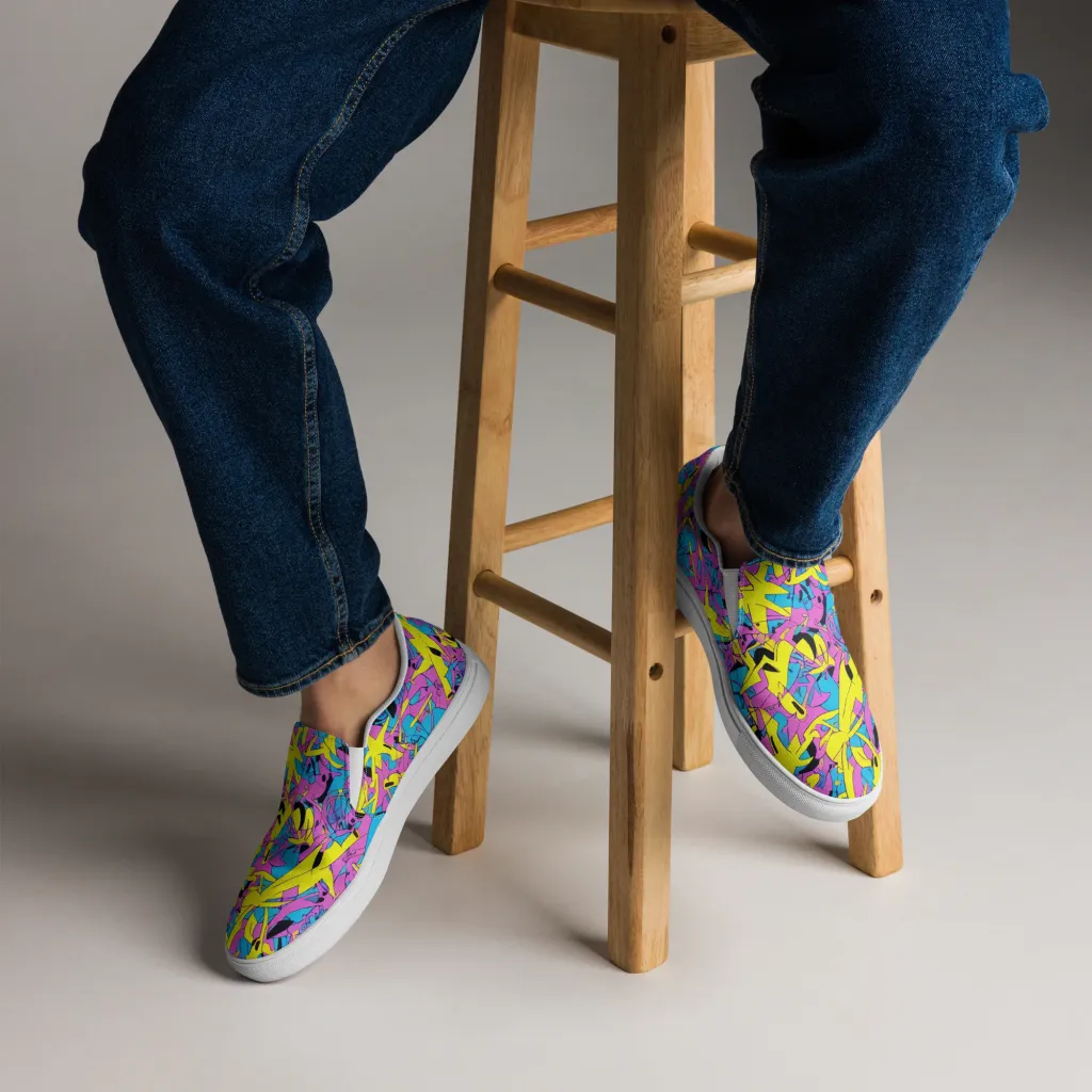 Neon Jive on Men's Slip-On Canvas Shoes — Front