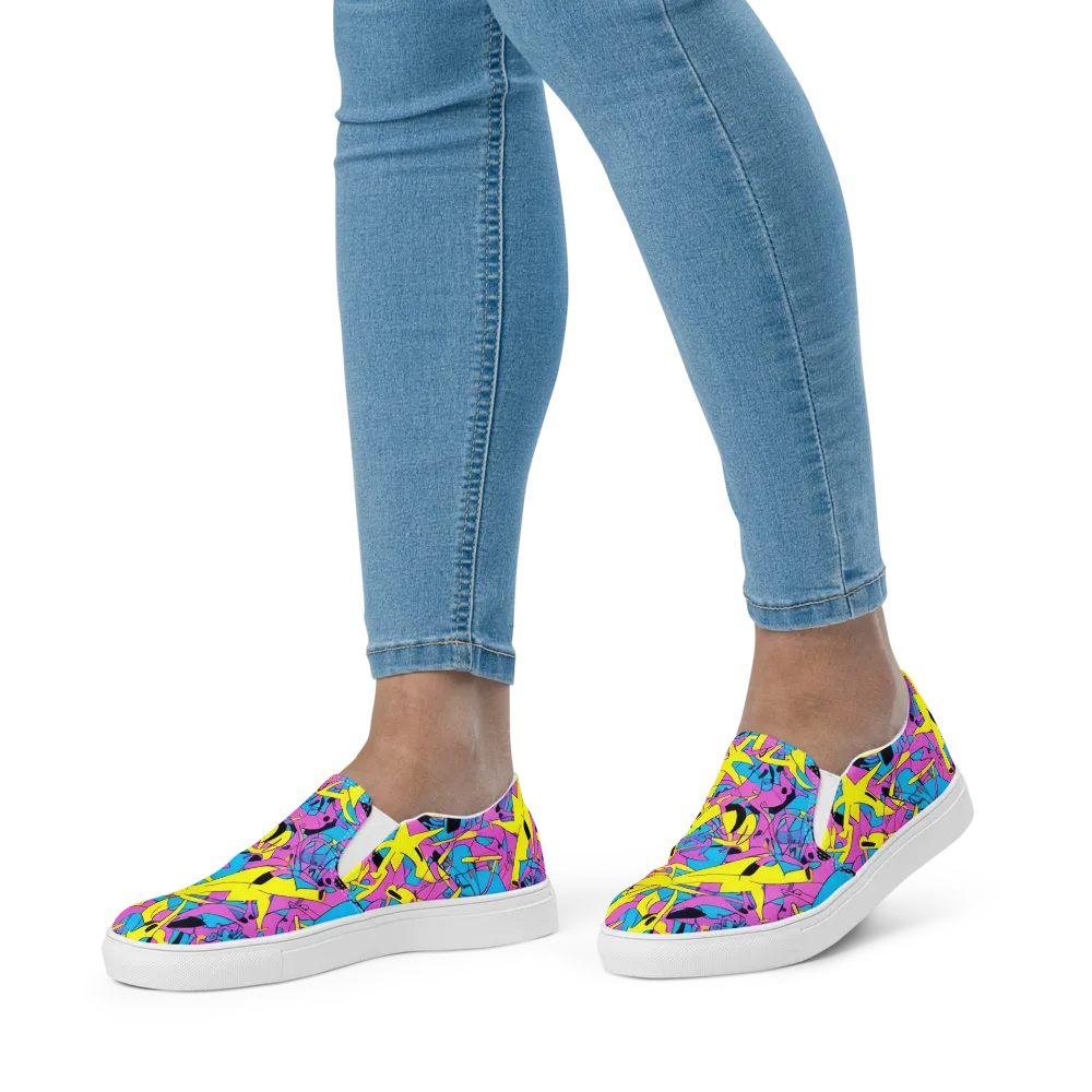 Neon Jive on Women's Slip-On Canvas Shoes — Front