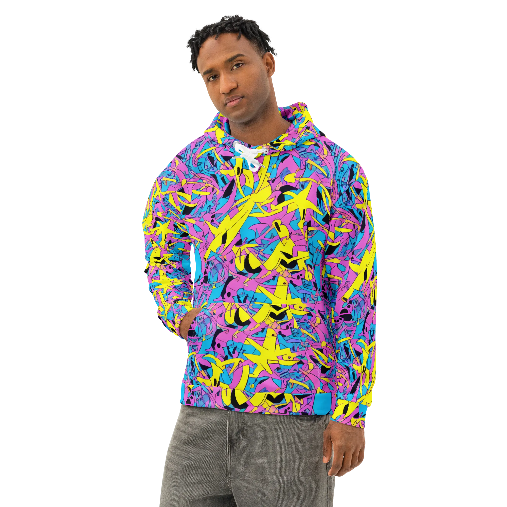 Neon Jive on Cotton Hoodie — Left Front