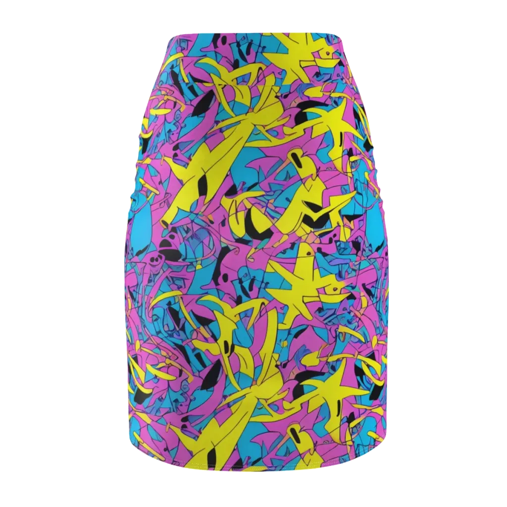 Neon Jive on Pencil Skirt — Back