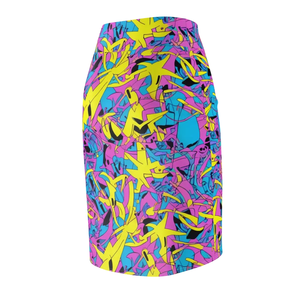Neon Jive on Pencil Skirt — Back Side