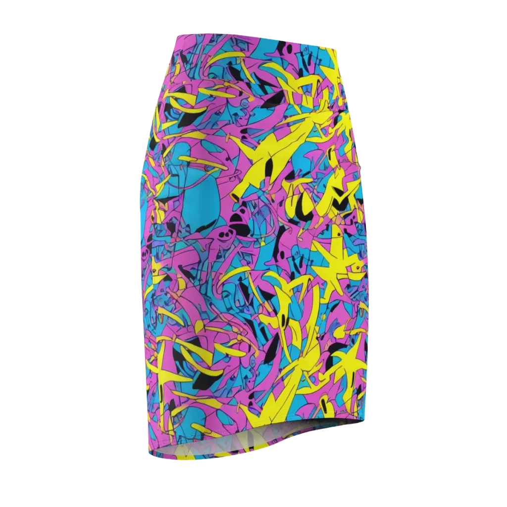 Neon Jive on Pencil Skirt — Front Side