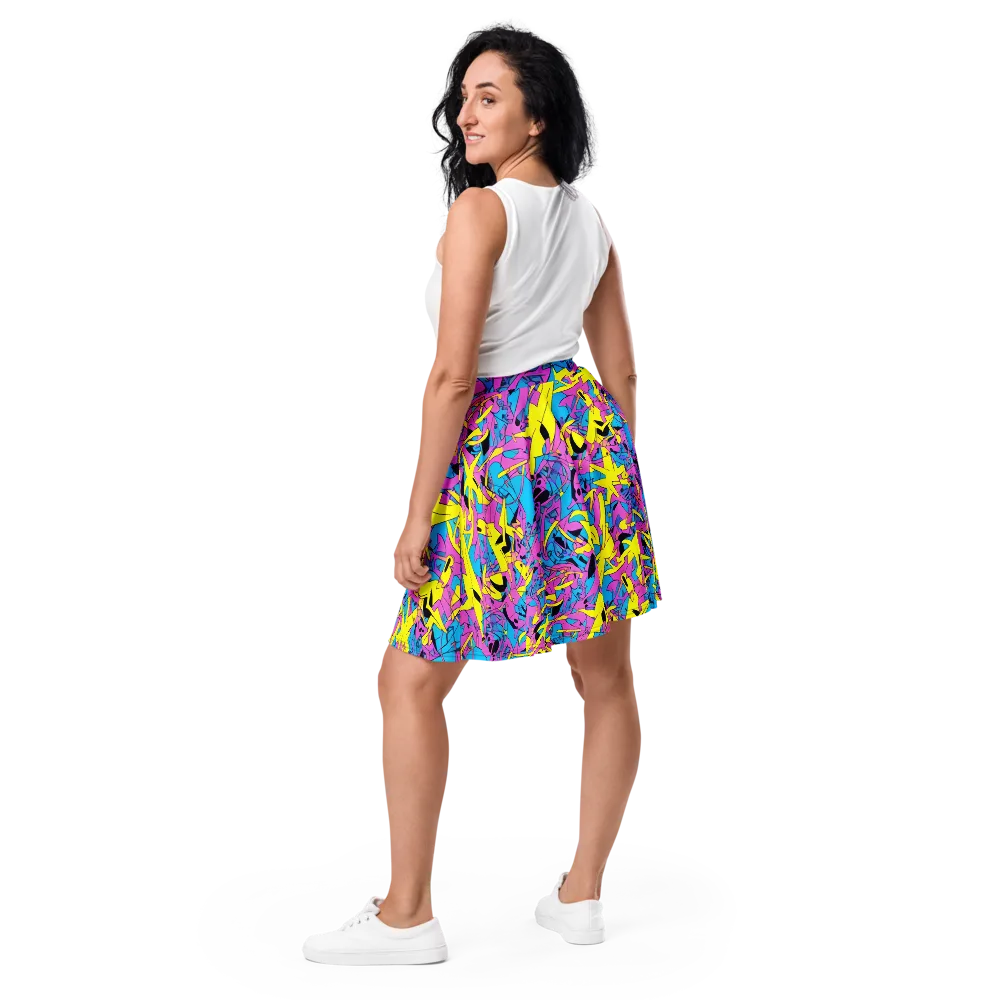 Neon Jive on Skater Skirt — Back