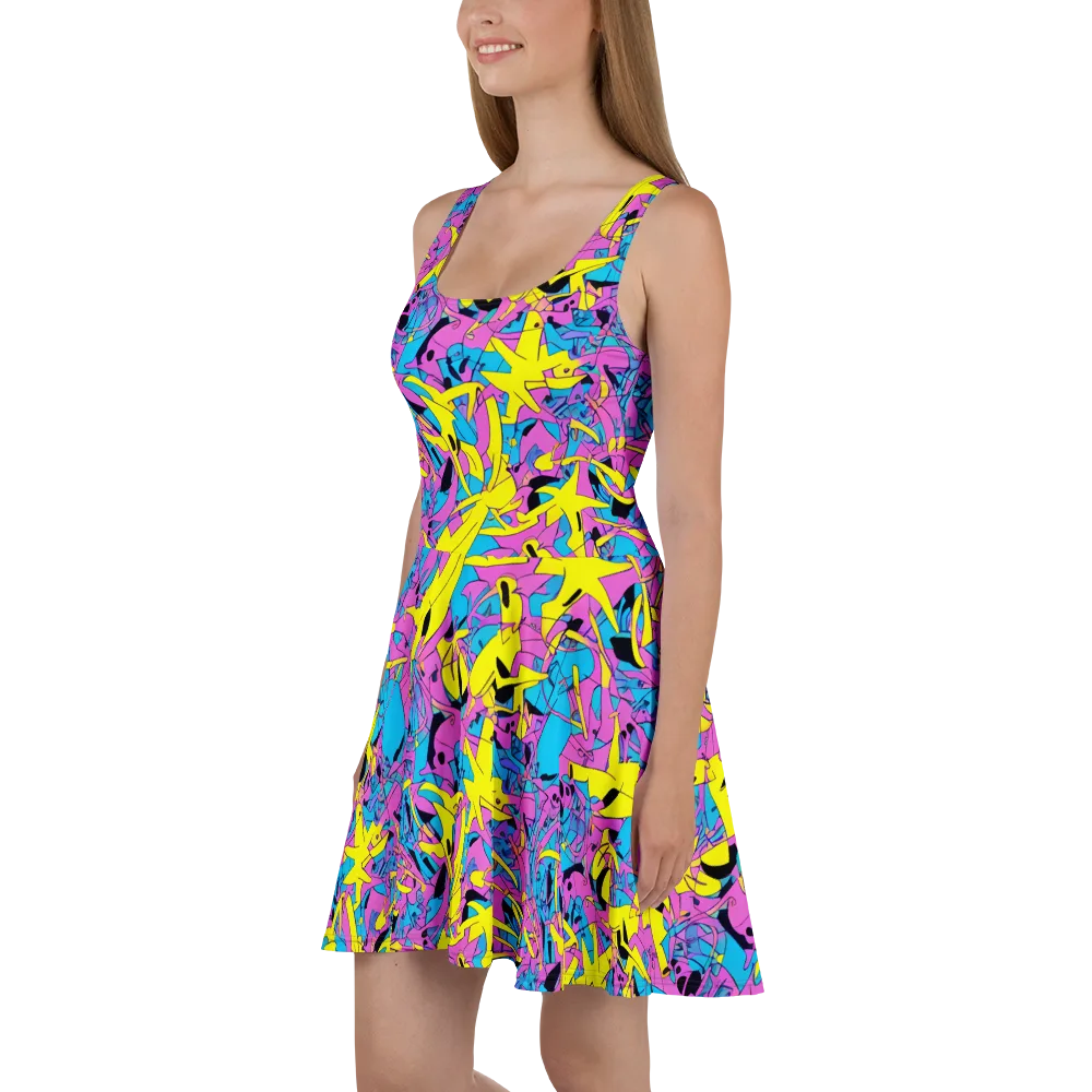 Neon Jive on Skater Dress — Left