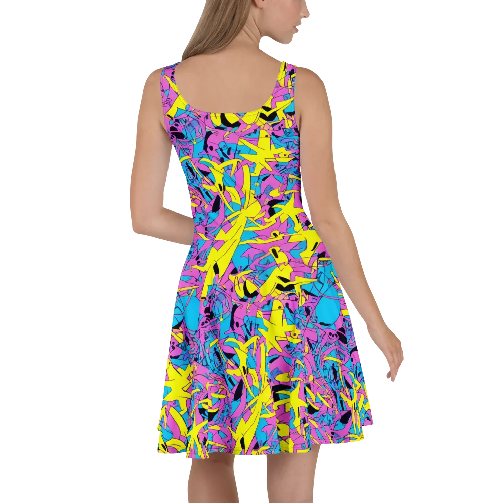 Neon Jive on Skater Dress — Back