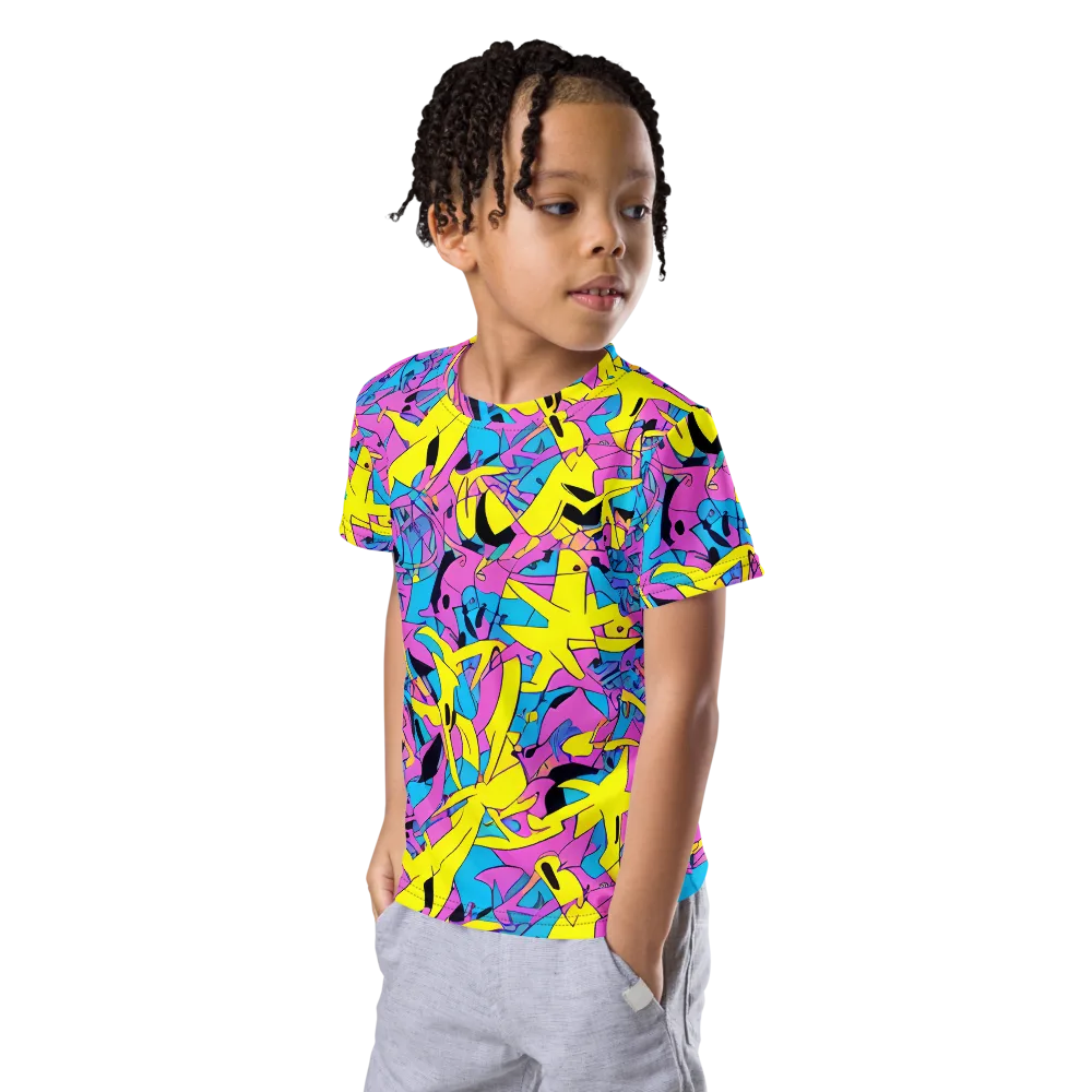 Neon Jive on Kids Crew Neck T-Shirt — Left Front