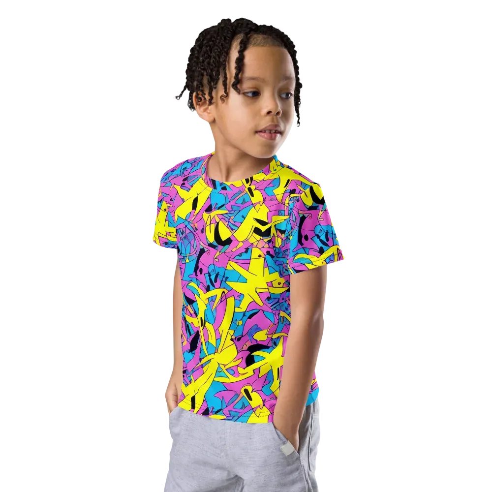 Neon Jive on Kids Crew Neck T-Shirt — Left Front