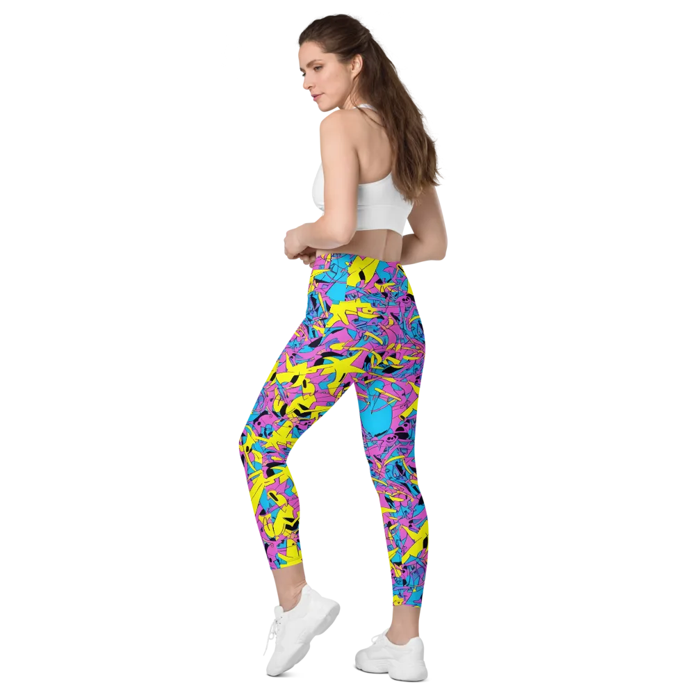 Neon Jive on Leggings with Pockets — Left Back