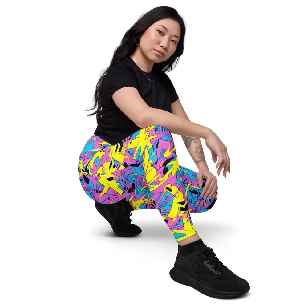 Neon Jive on Leggings with Pockets — Right Front