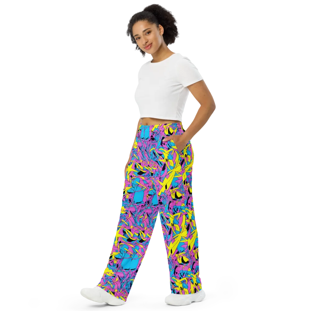 Neon Jive on Wide-Leg Pants — Left Front