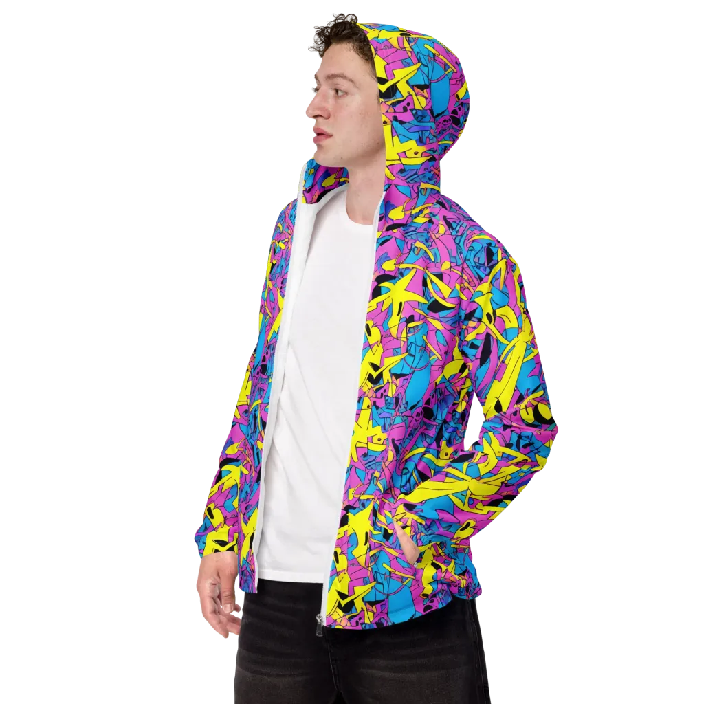 Neon Jive on Men's Windbreaker — Left Front