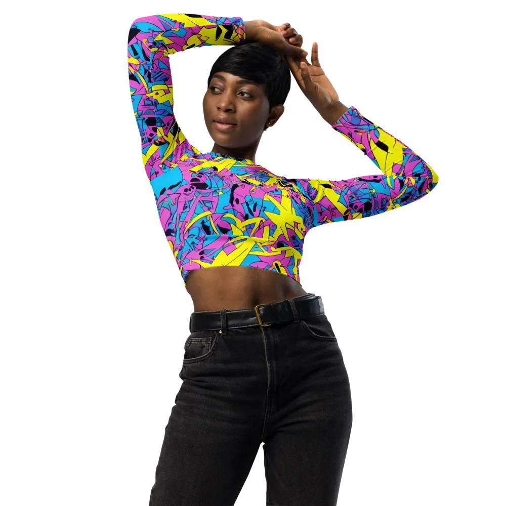 Neon Jive on Long Sleeve Crop Top — Front