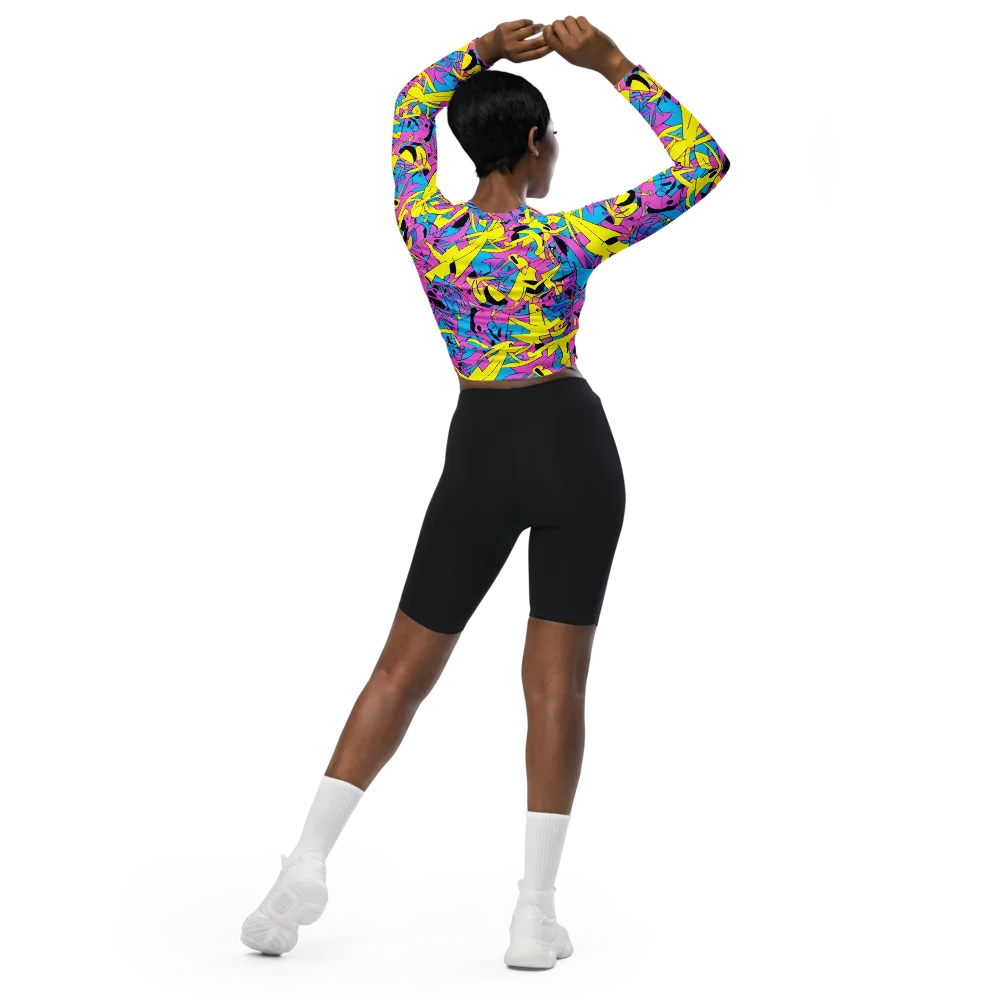 Neon Jive on Long Sleeve Crop Top — Back