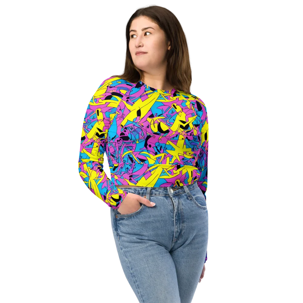 Neon Jive on Long Sleeve Crop Top — Front