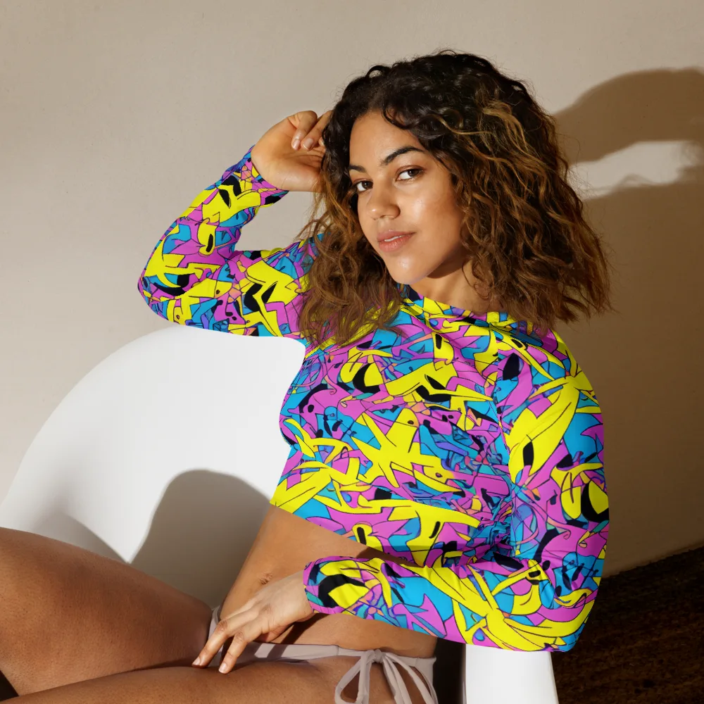 Neon Jive on Long Sleeve Crop Top — Left Front