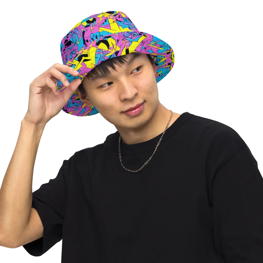 Neon Jive on Reversible Bucket Hat — Front Inside