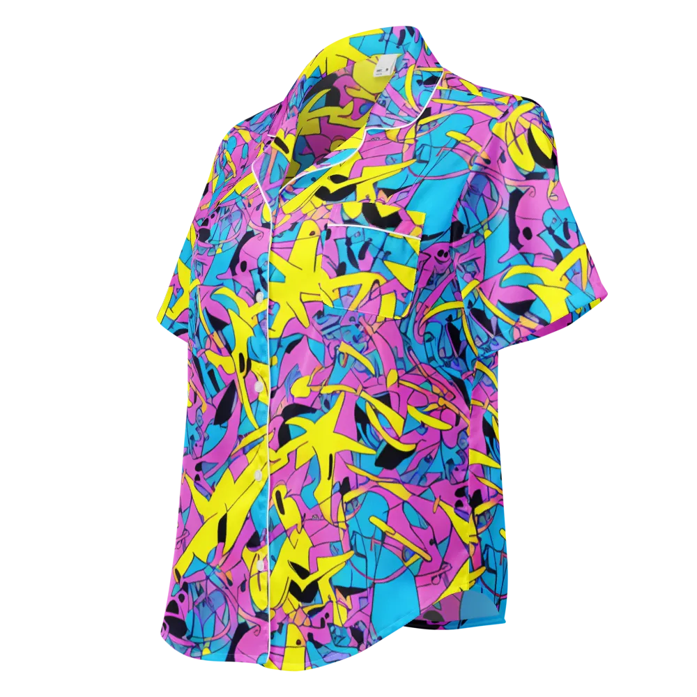 Neon Jive on Women's Short Sleeve Pajama Top — Left Front