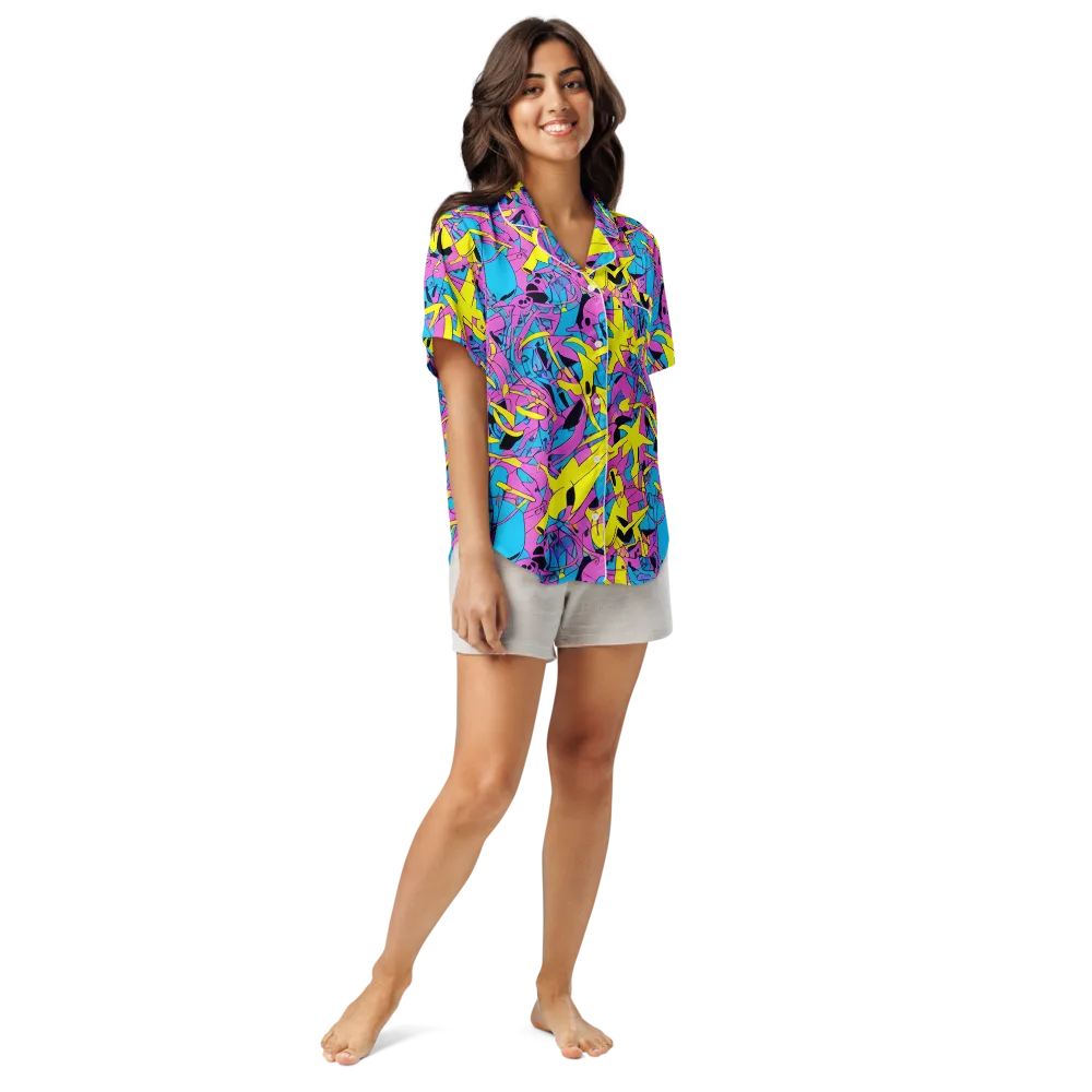 Neon Jive on Women's Short Sleeve Pajama Top — Front